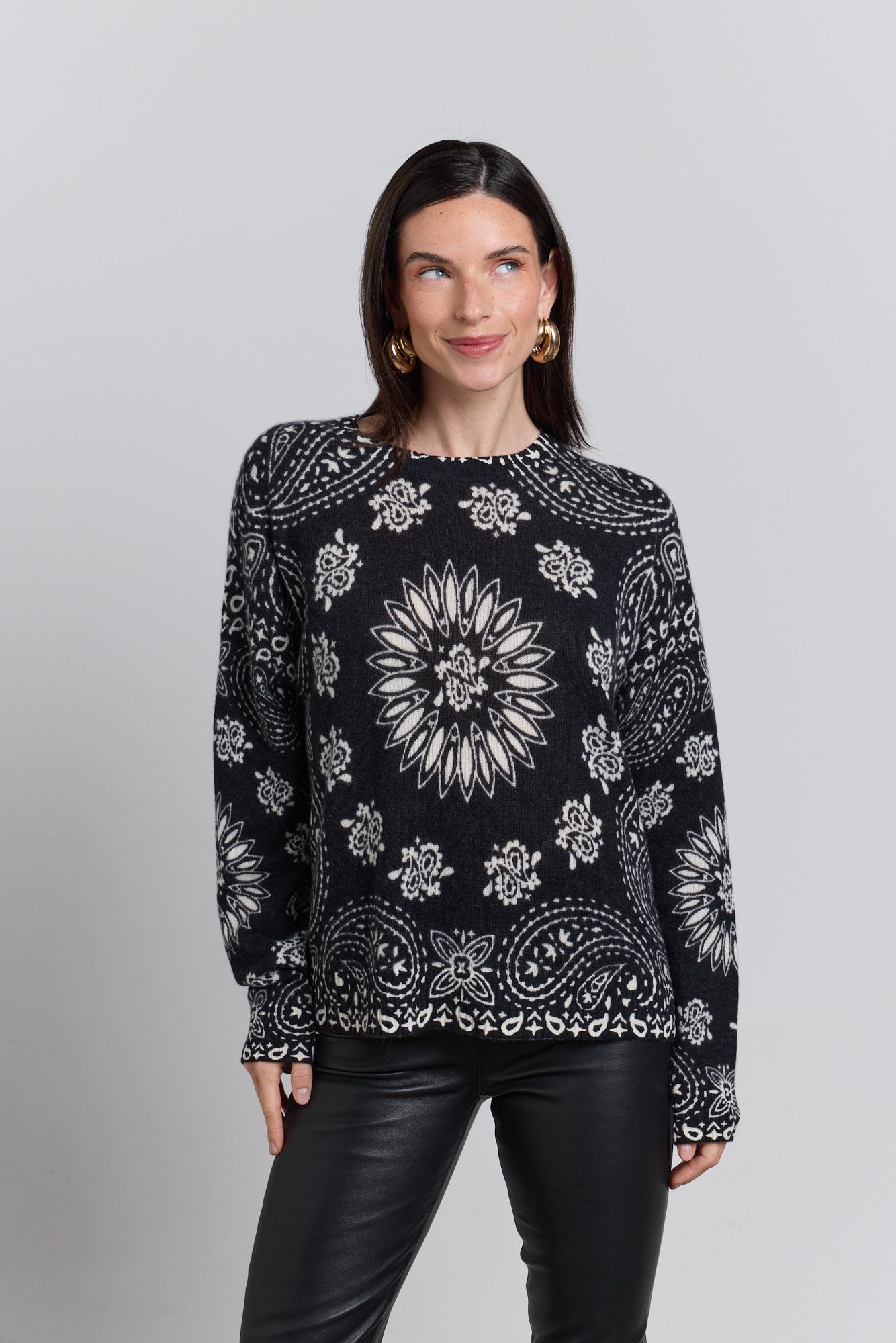 Presley Bandana Jumper - Black White - Women