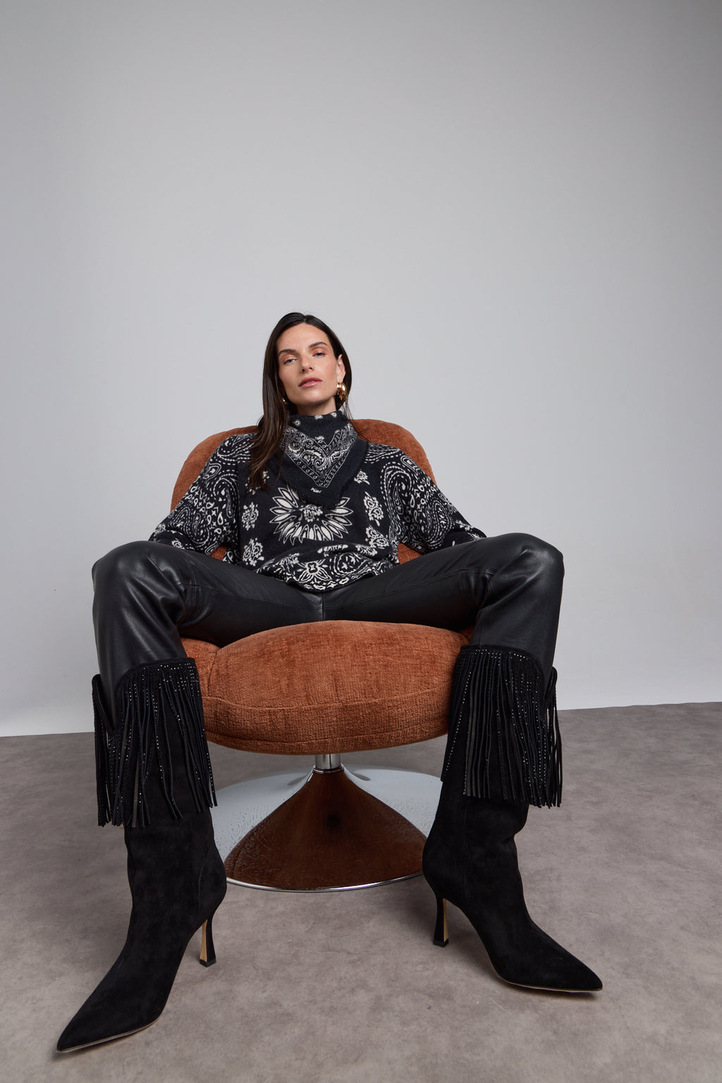 Presley Bandana Jumper - Black White - Women