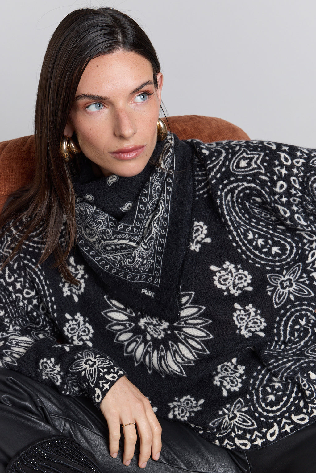 Presley Bandana Jumper - Black White - Women