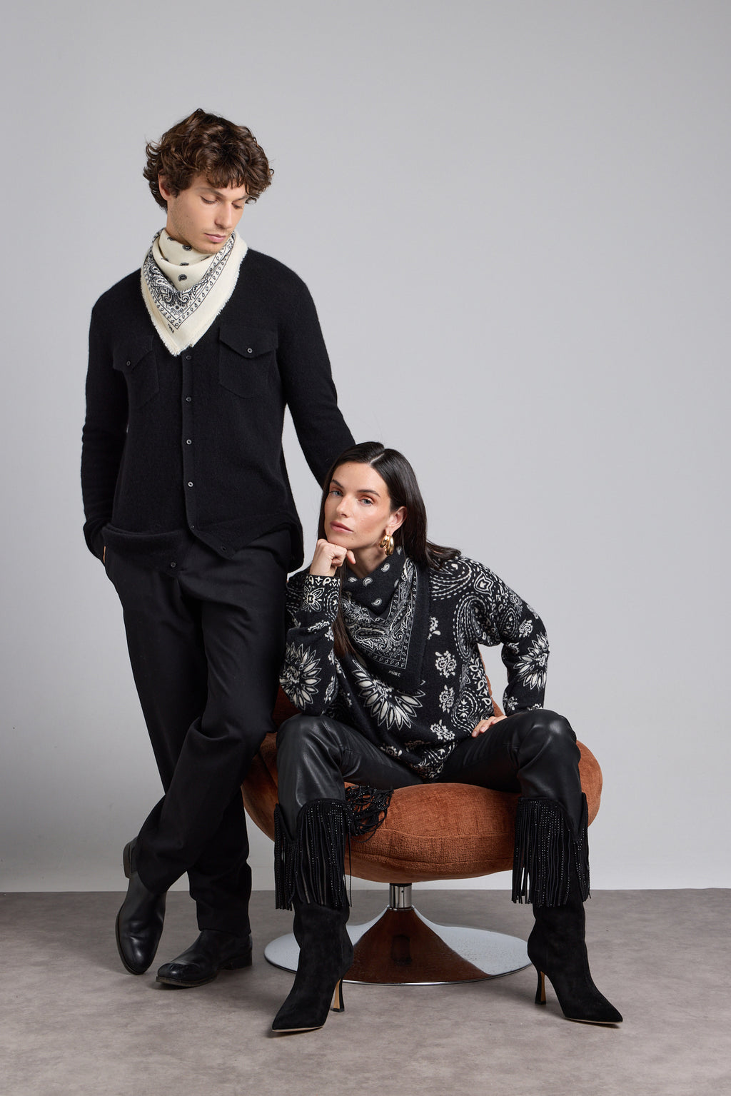 Presley Bandana Jumper - Black White - Women
