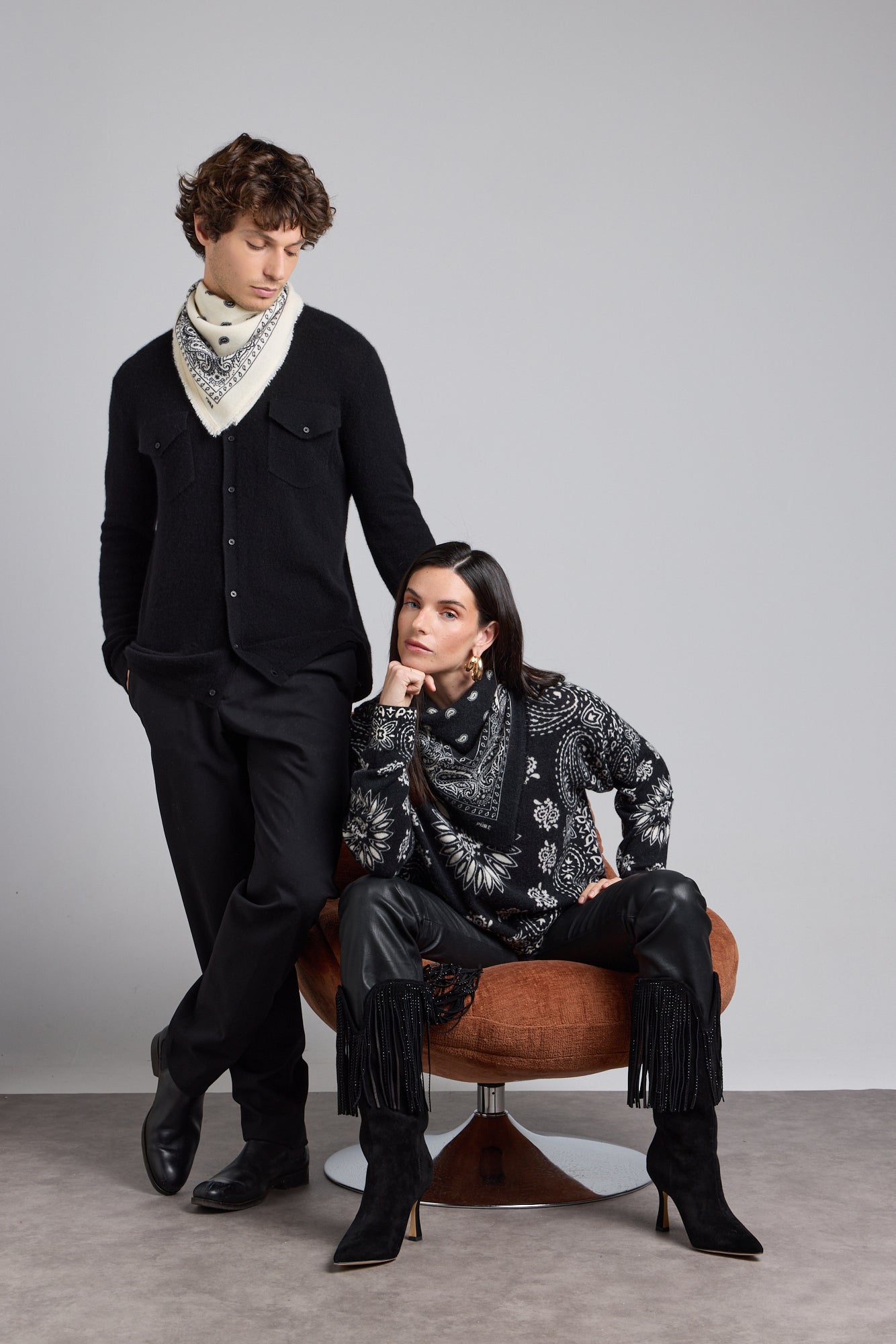 Presley Bandana Jumper - Black White - Women