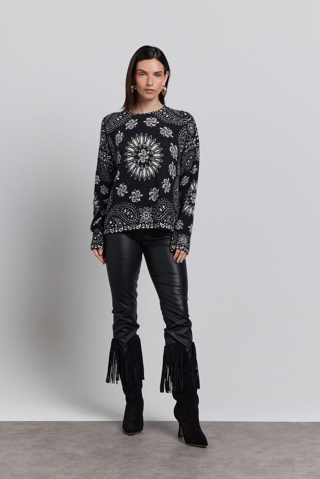Presley Bandana Jumper - Black White - Women