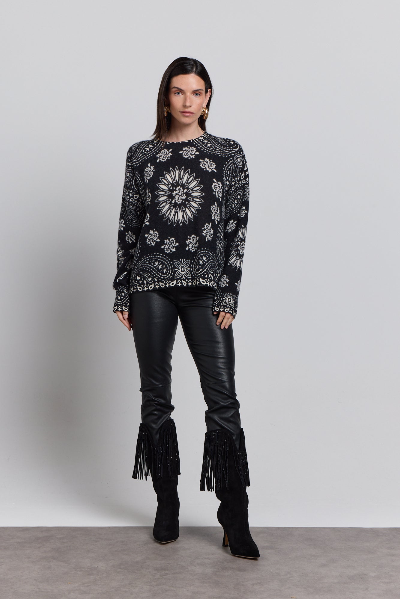 Presley Bandana Jumper - Black White - Women