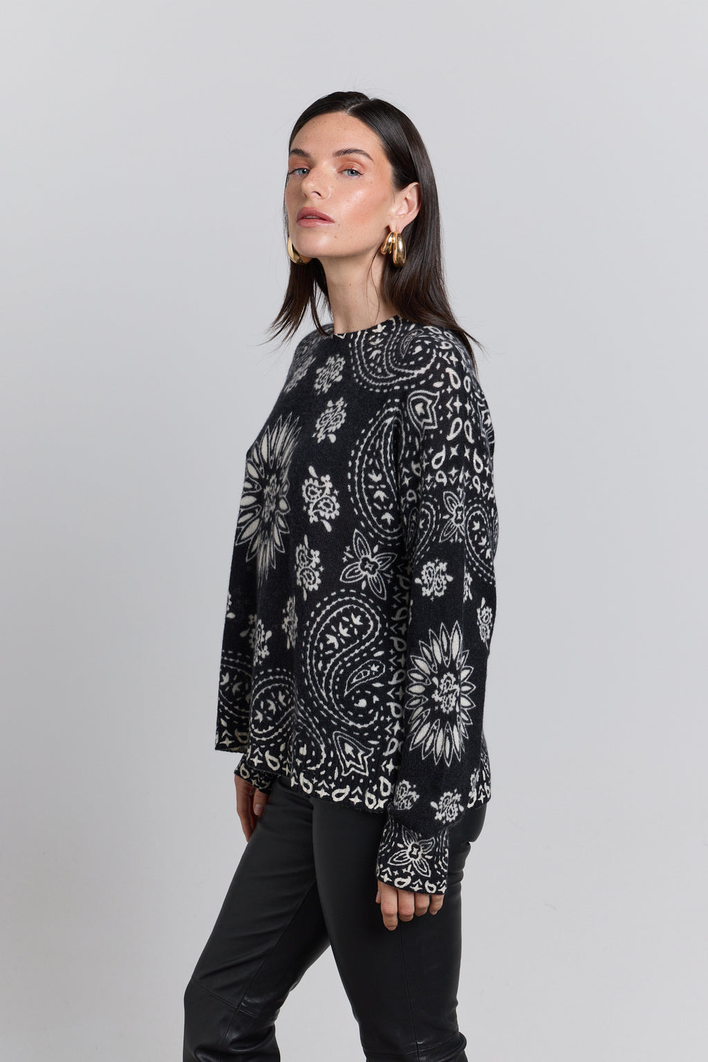 Presley Bandana Jumper - Black White - Women