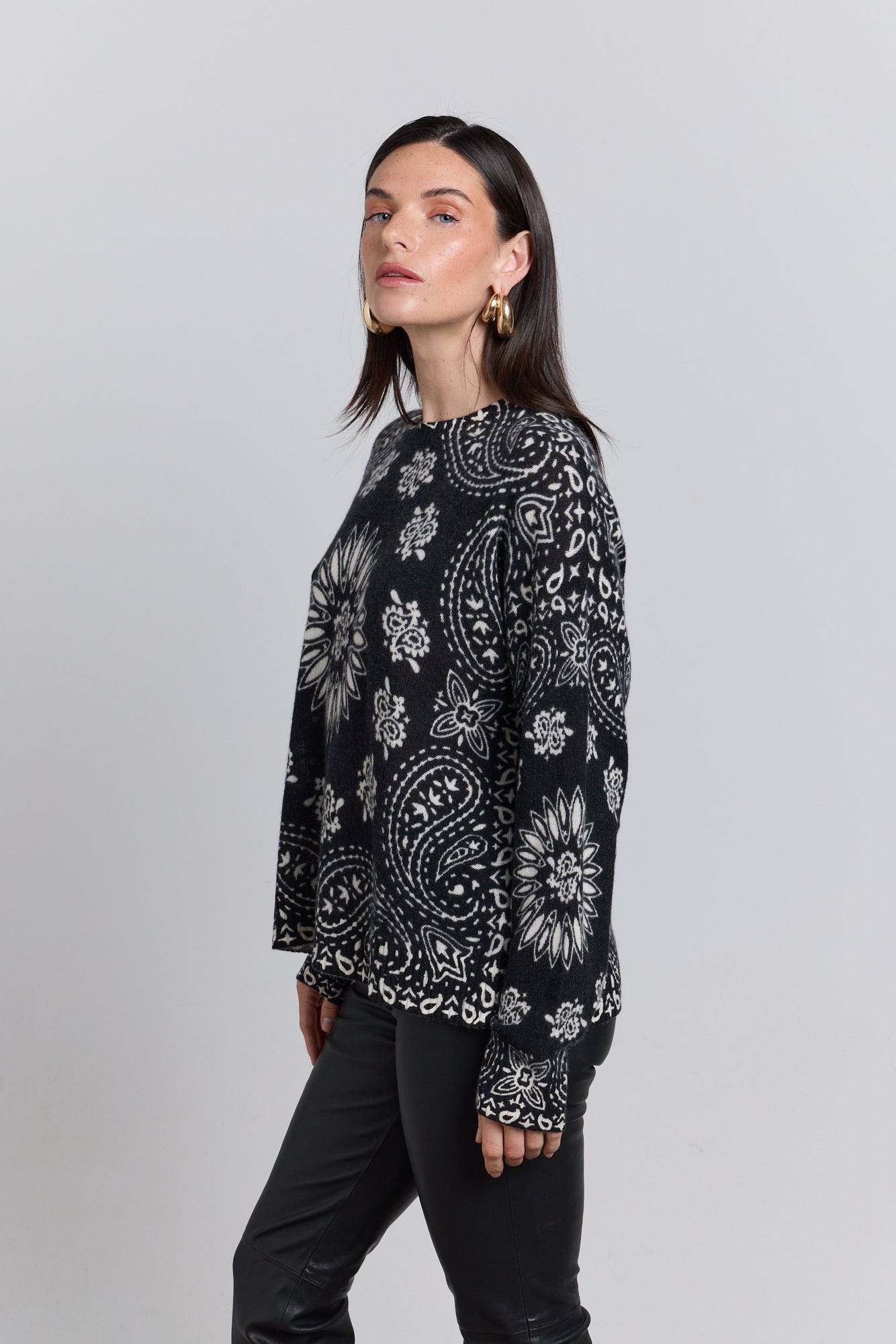 Presley Bandana Jumper - Black White - Women