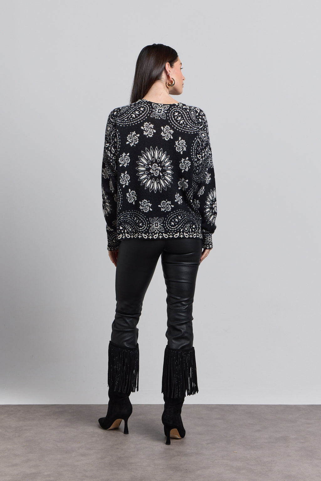 Presley Bandana Jumper - Black White - Women