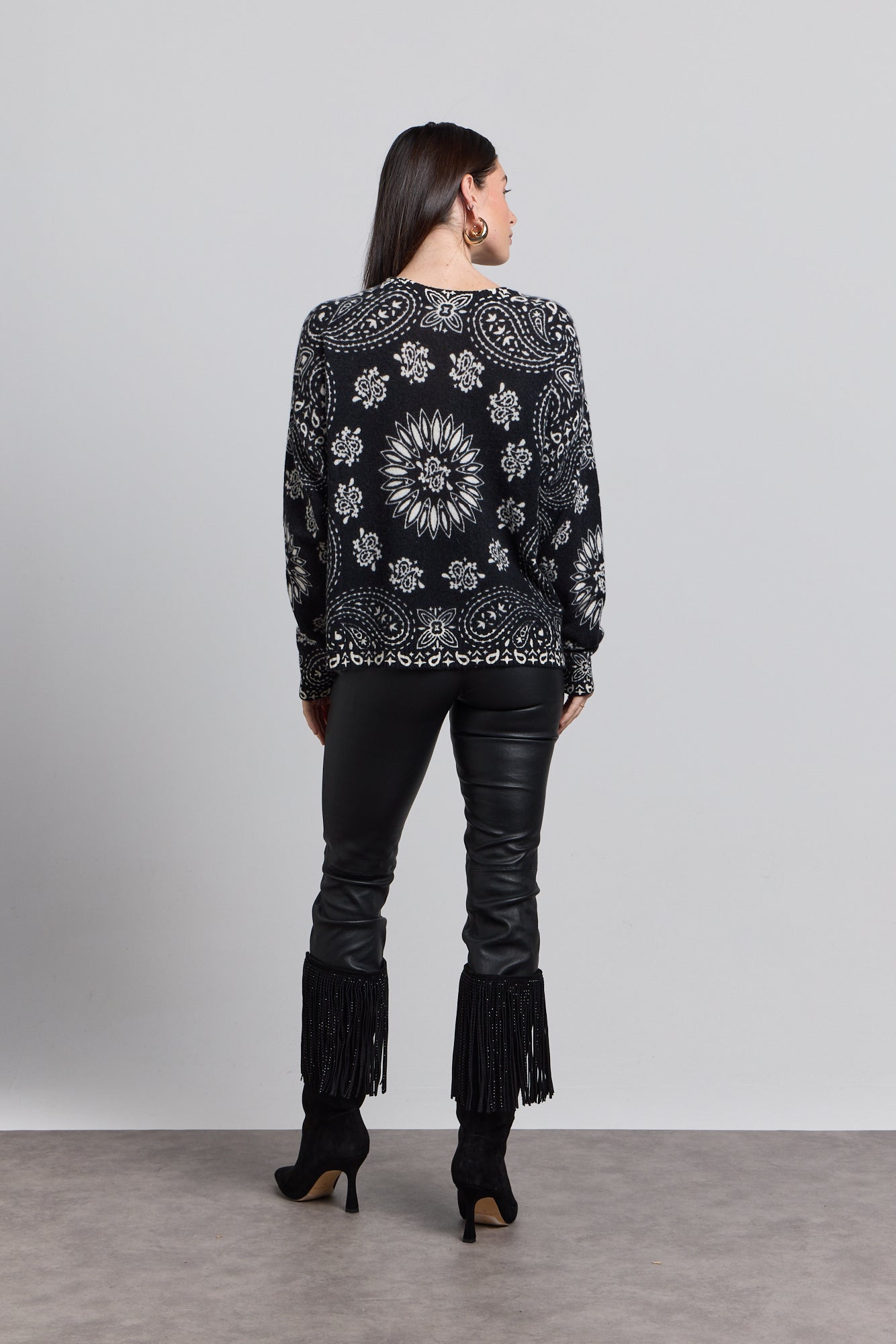 Presley Bandana Jumper - Black White - Women