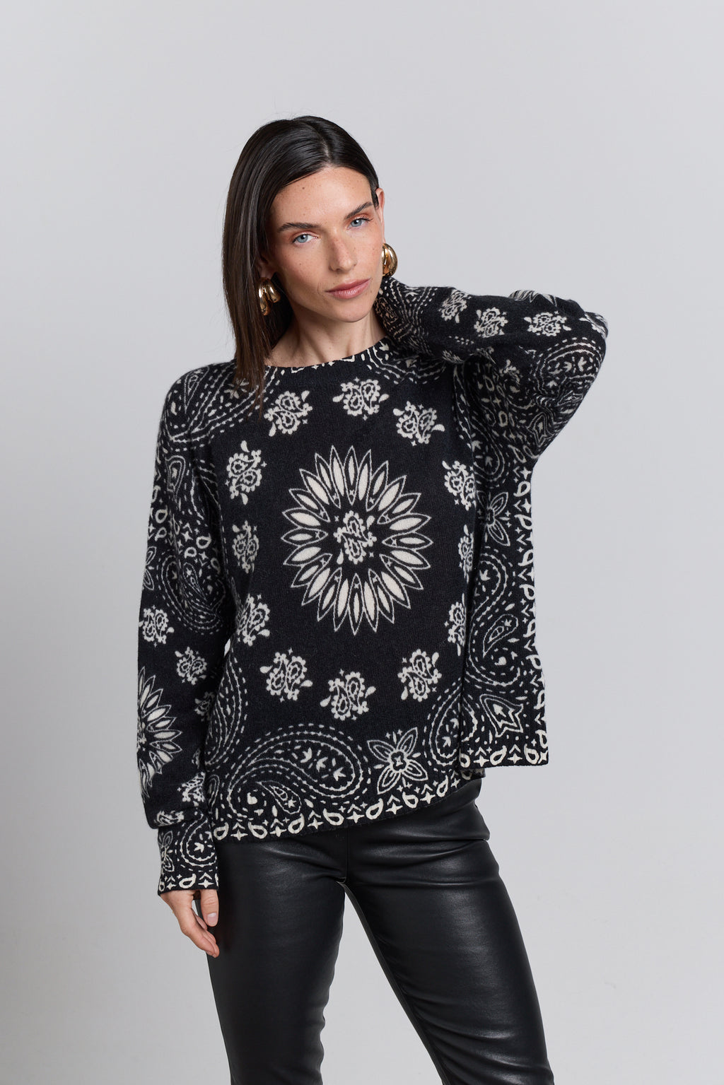 Presley Bandana Jumper - Black White - Women