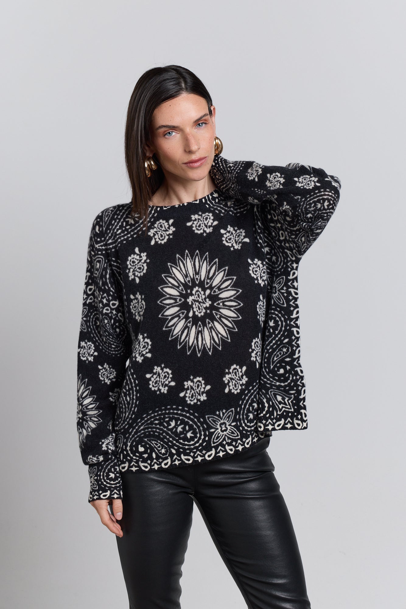 Presley Bandana Jumper - Black White - Women