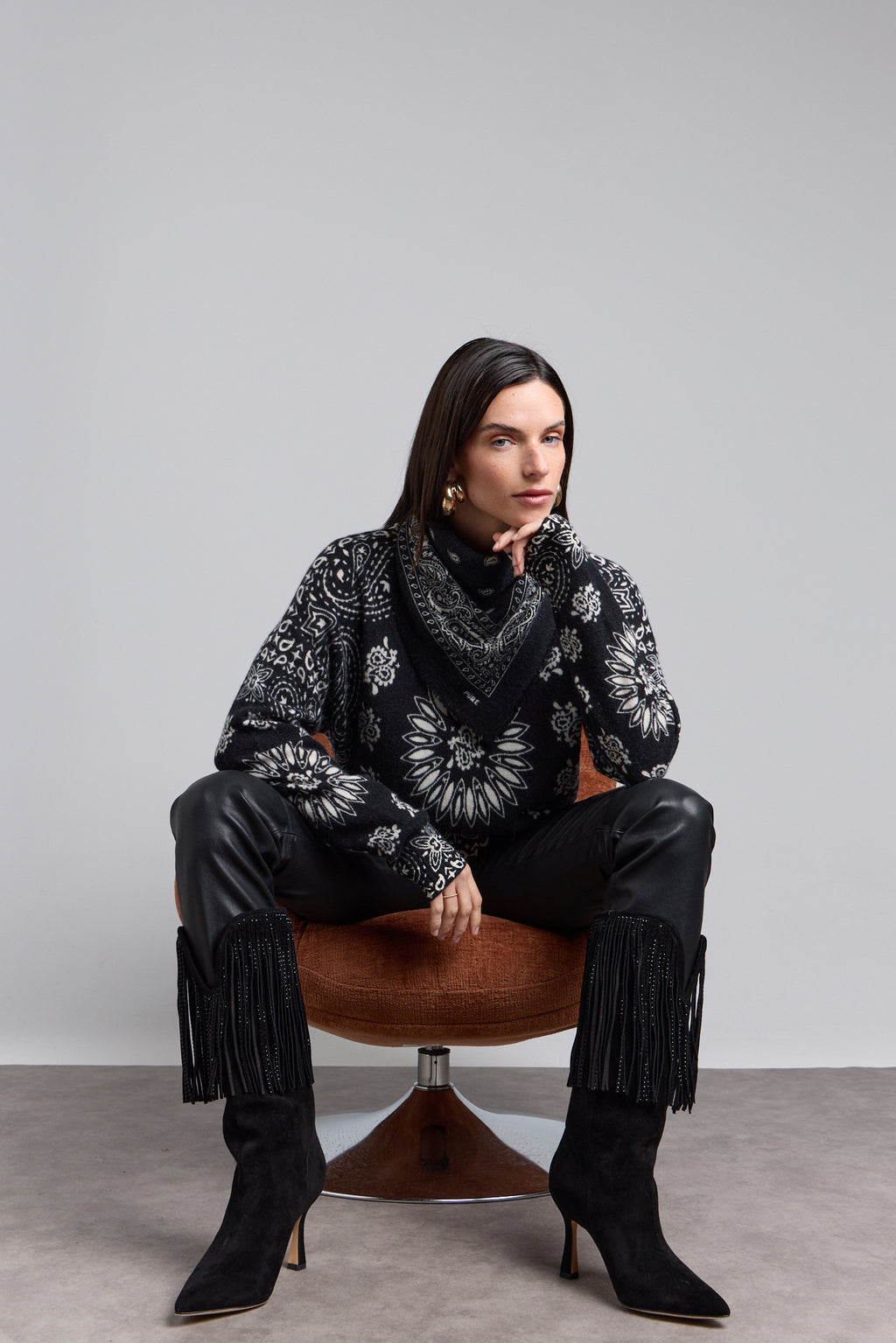 Presley Bandana Jumper - Black White - Women