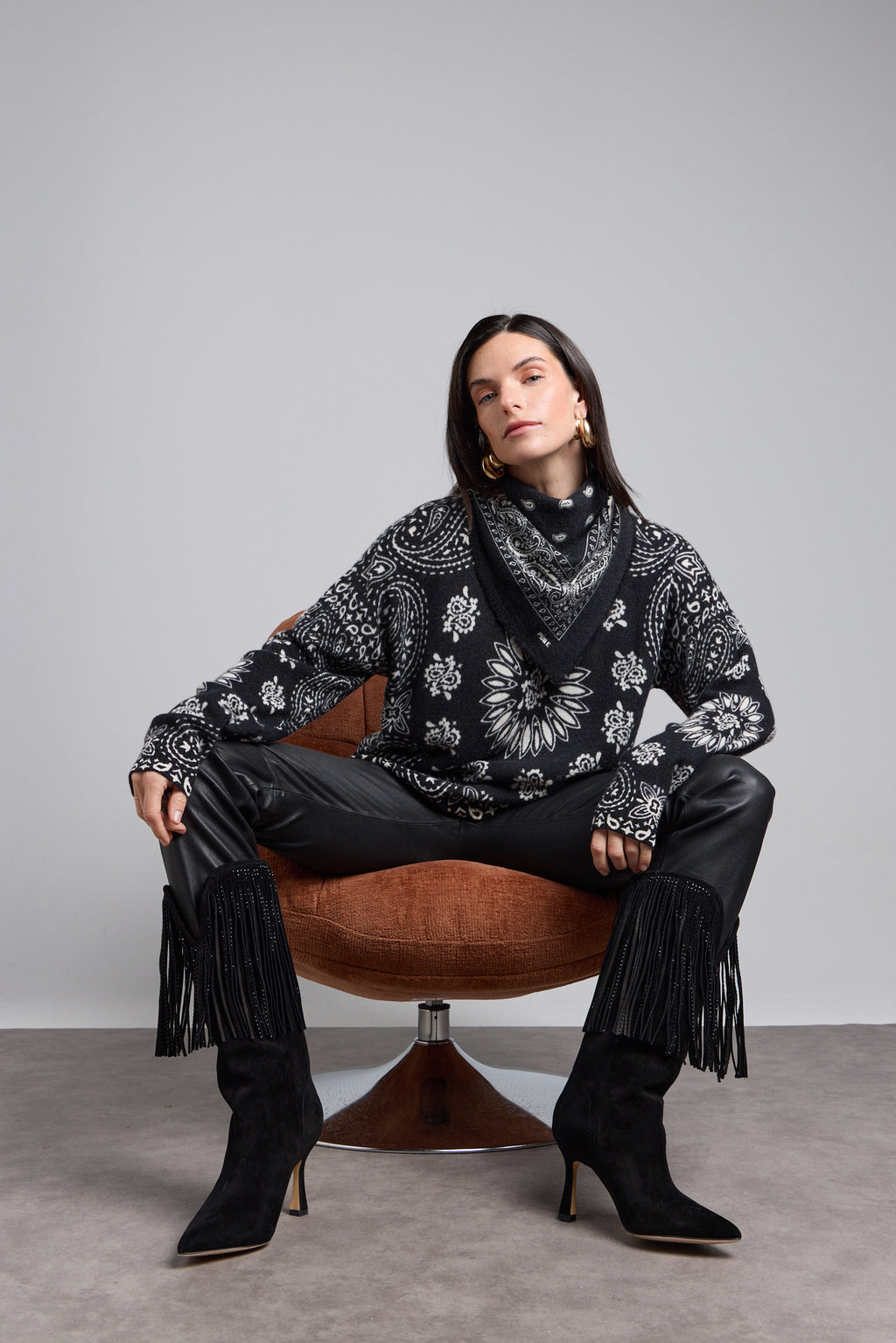 Presley Bandana Jumper - Black White - Women