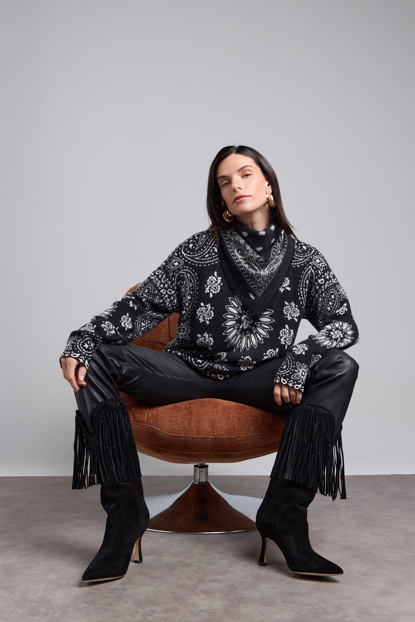 Presley Bandana Jumper - Black White - Women