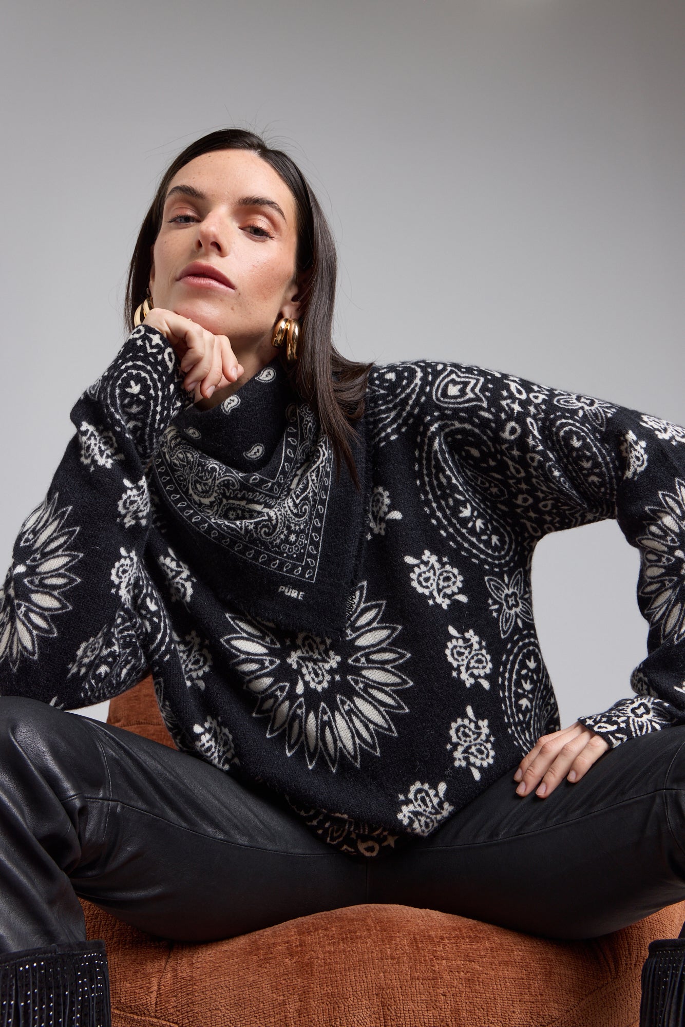 Presley Bandana Jumper - Black White - Women