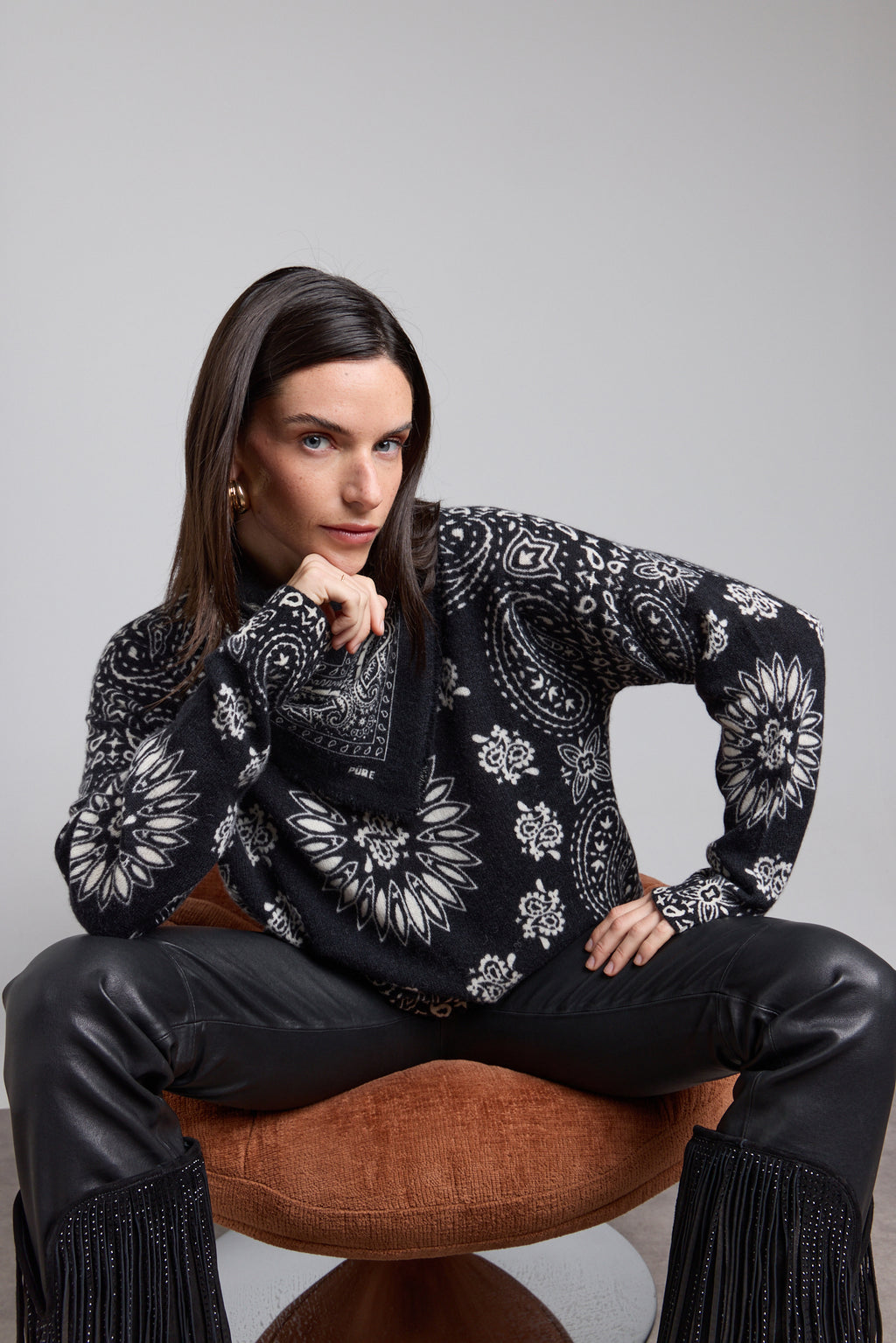 Presley Bandana Jumper - Black White - Women