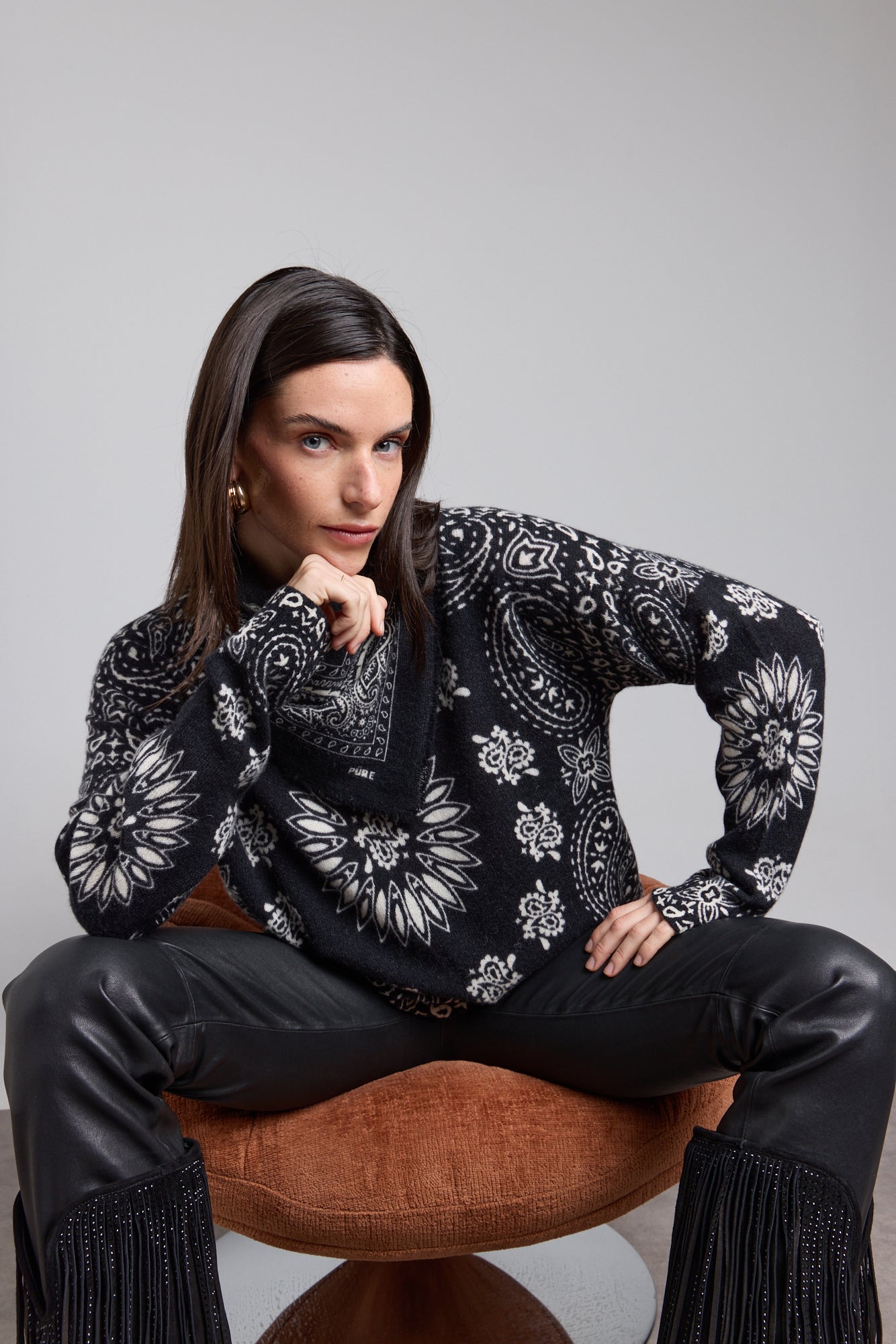 Presley Bandana Jumper - Black White - Women