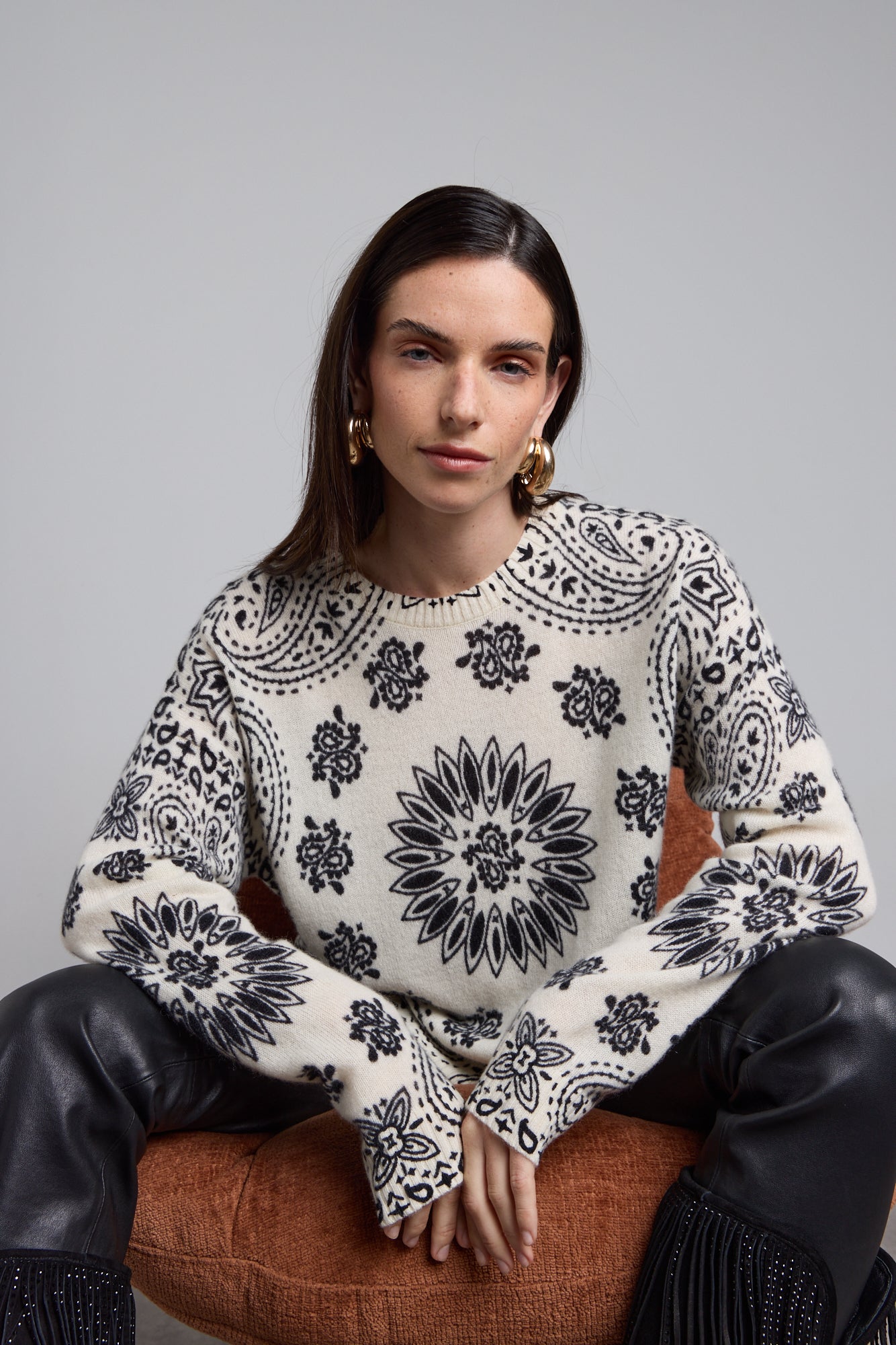 Jersey bandana Presley - Blanco negro - Mujer
