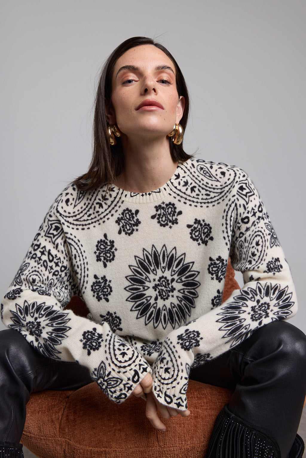 Jersey bandana Presley - Blanco negro - Mujer