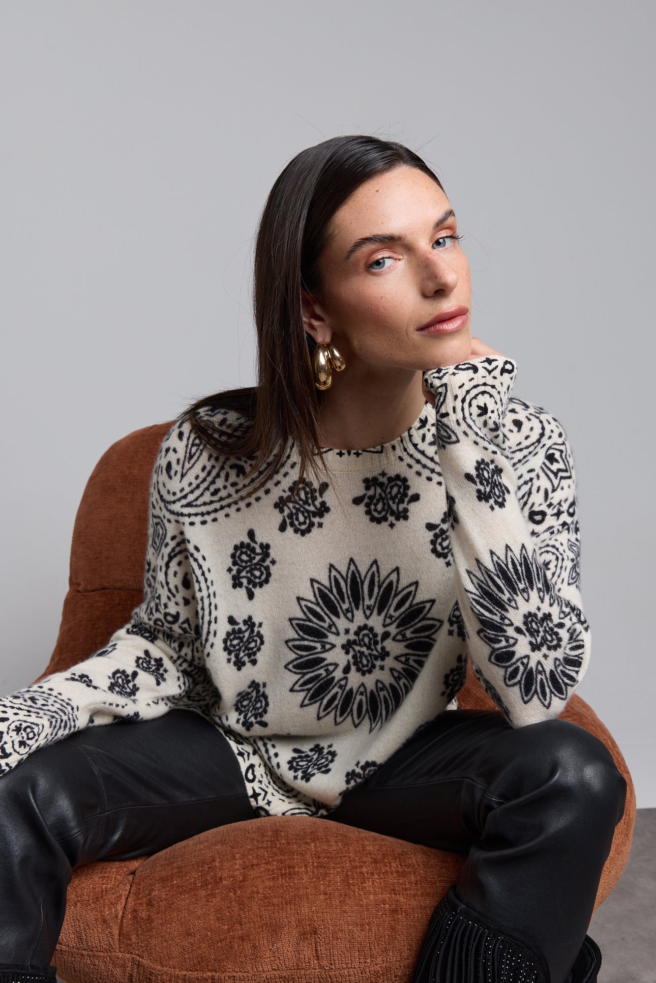 Jersey bandana Presley - Blanco negro - Mujer