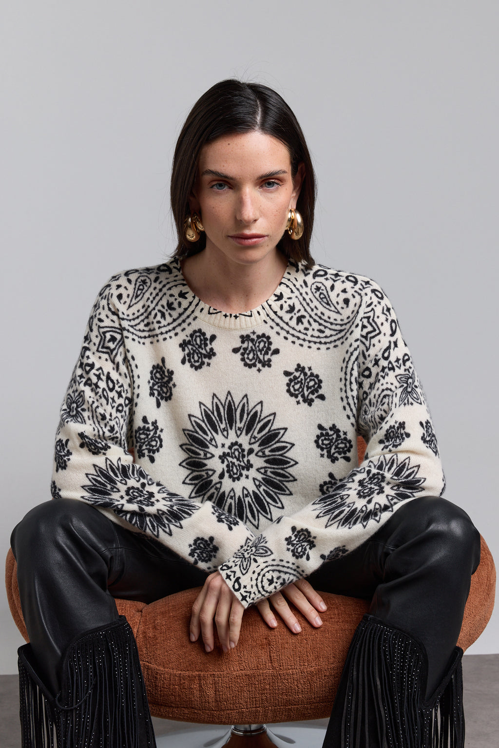 Jersey bandana Presley - Blanco negro - Mujer