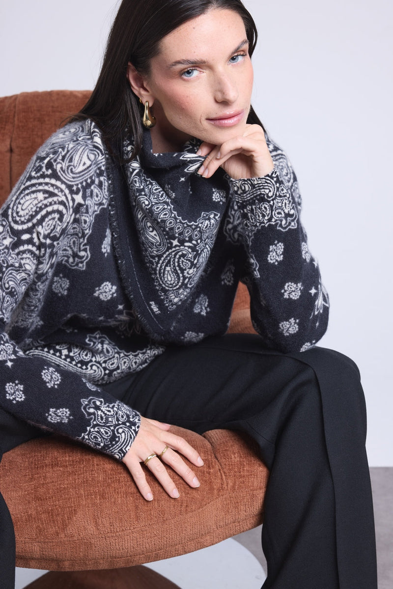 Pullover Bandana Apache - Noir Et Blanc - Femme