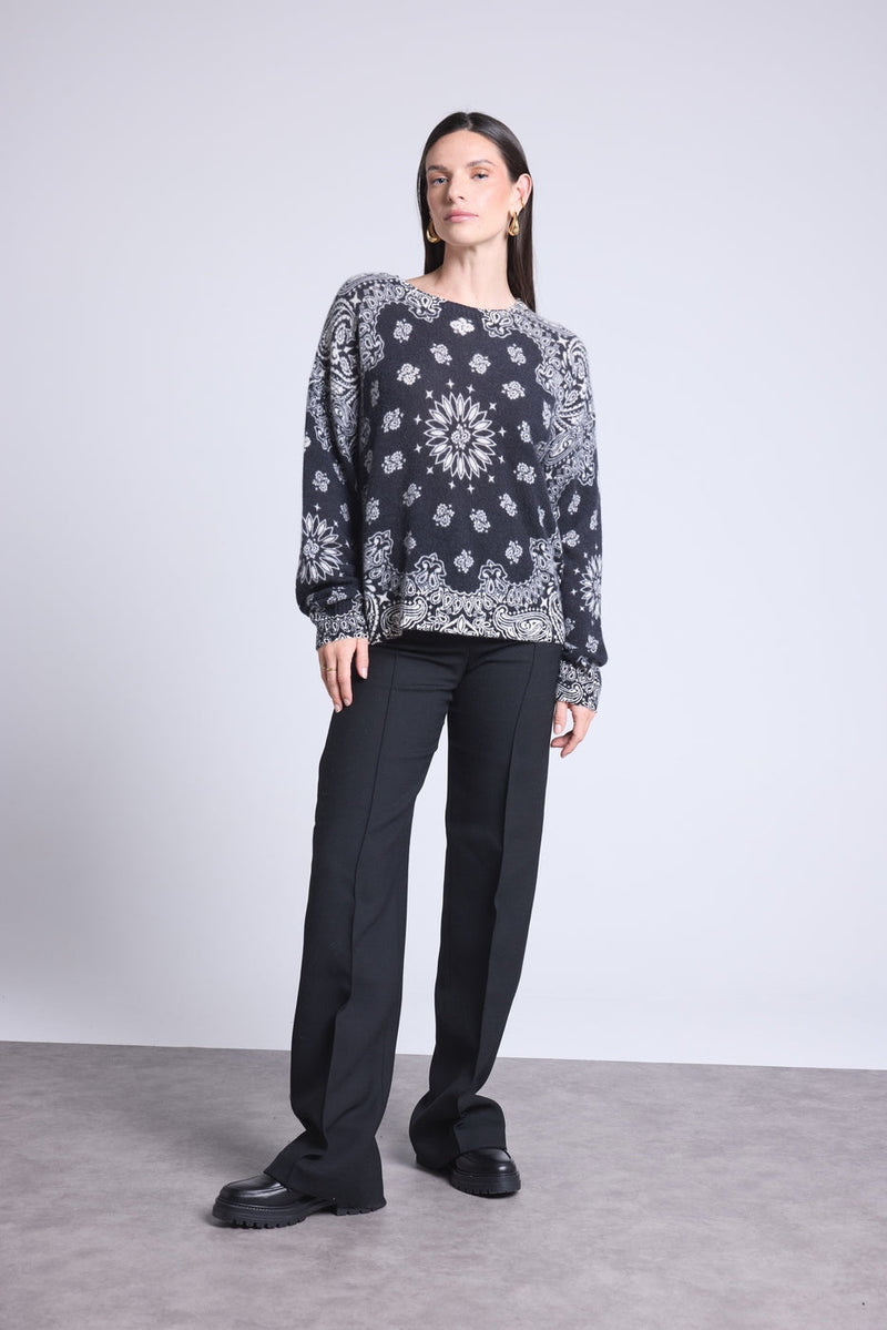 Pullover Bandana Apache - Noir Et Blanc - Femme