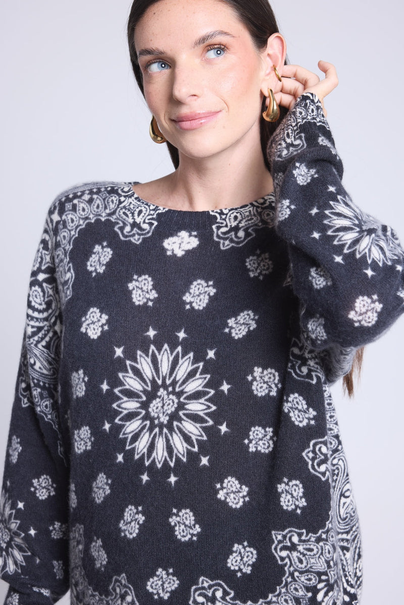 Pullover Bandana Apache - Noir Et Blanc - Femme