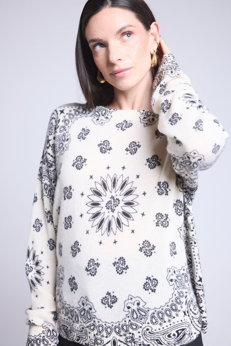 Pullover Bandana Apache - Blanc Et Noir - Femme