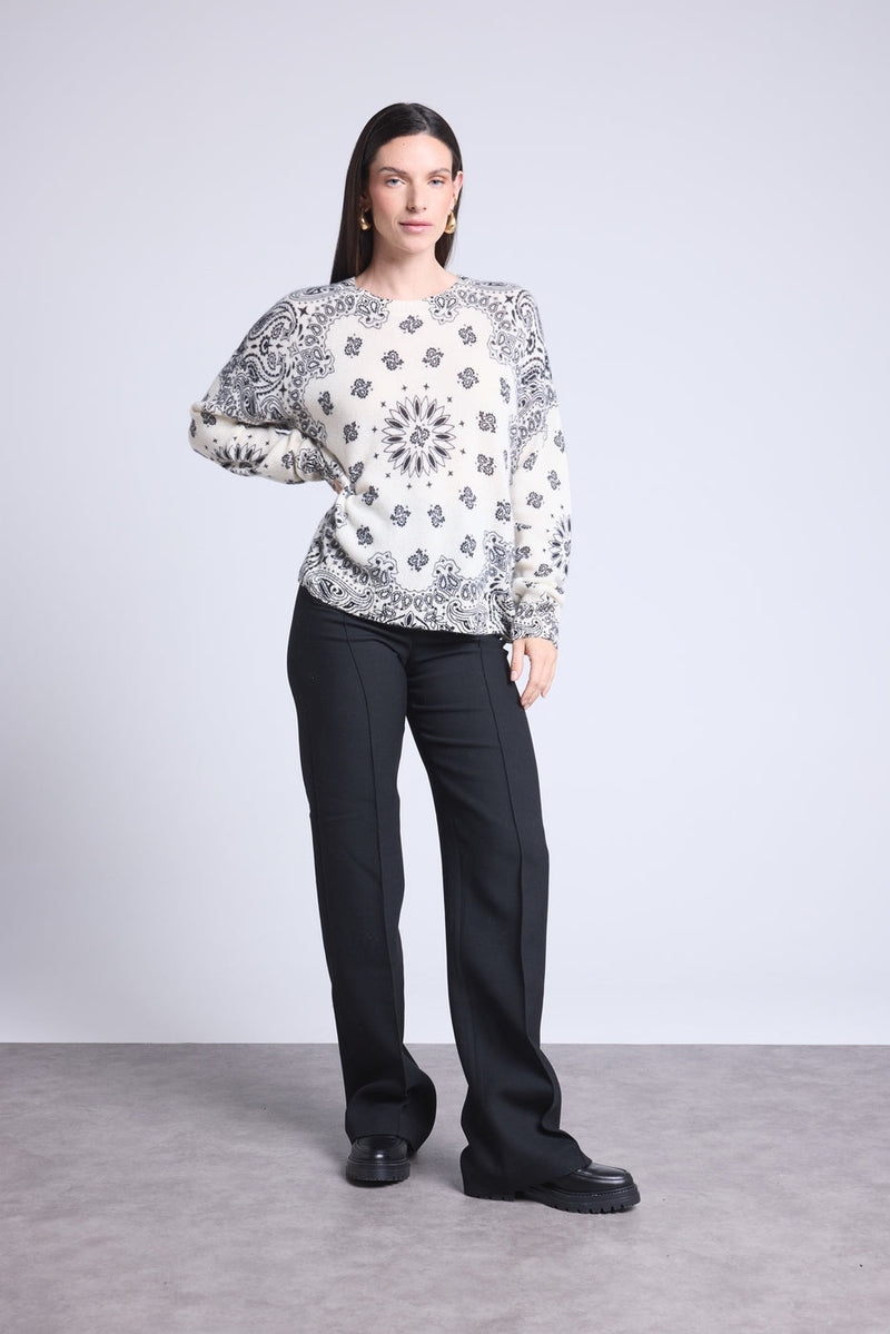 Pullover Bandana Apache - Blanc Et Noir - Femme