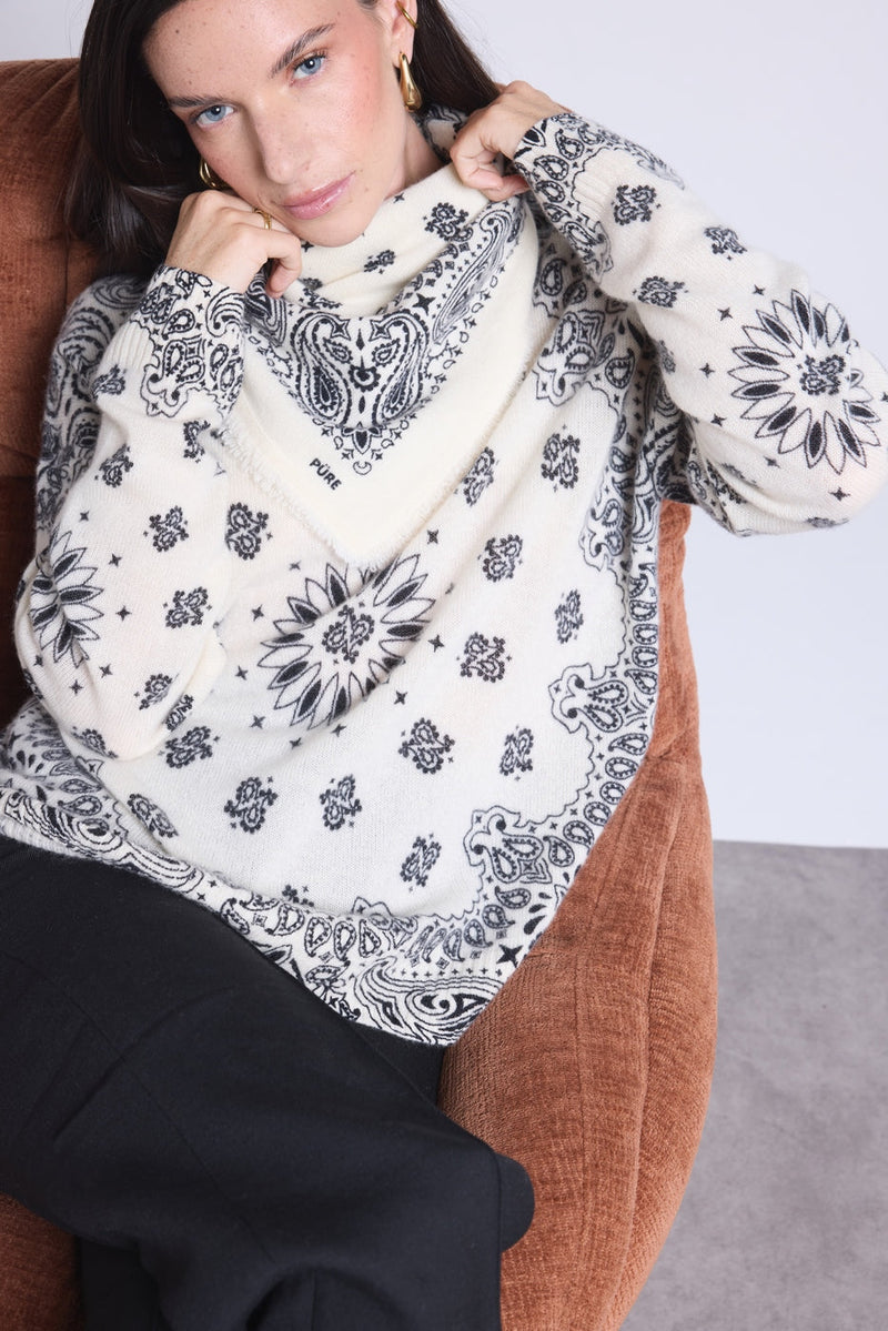 Pullover Bandana Apache - Blanc Et Noir - Femme