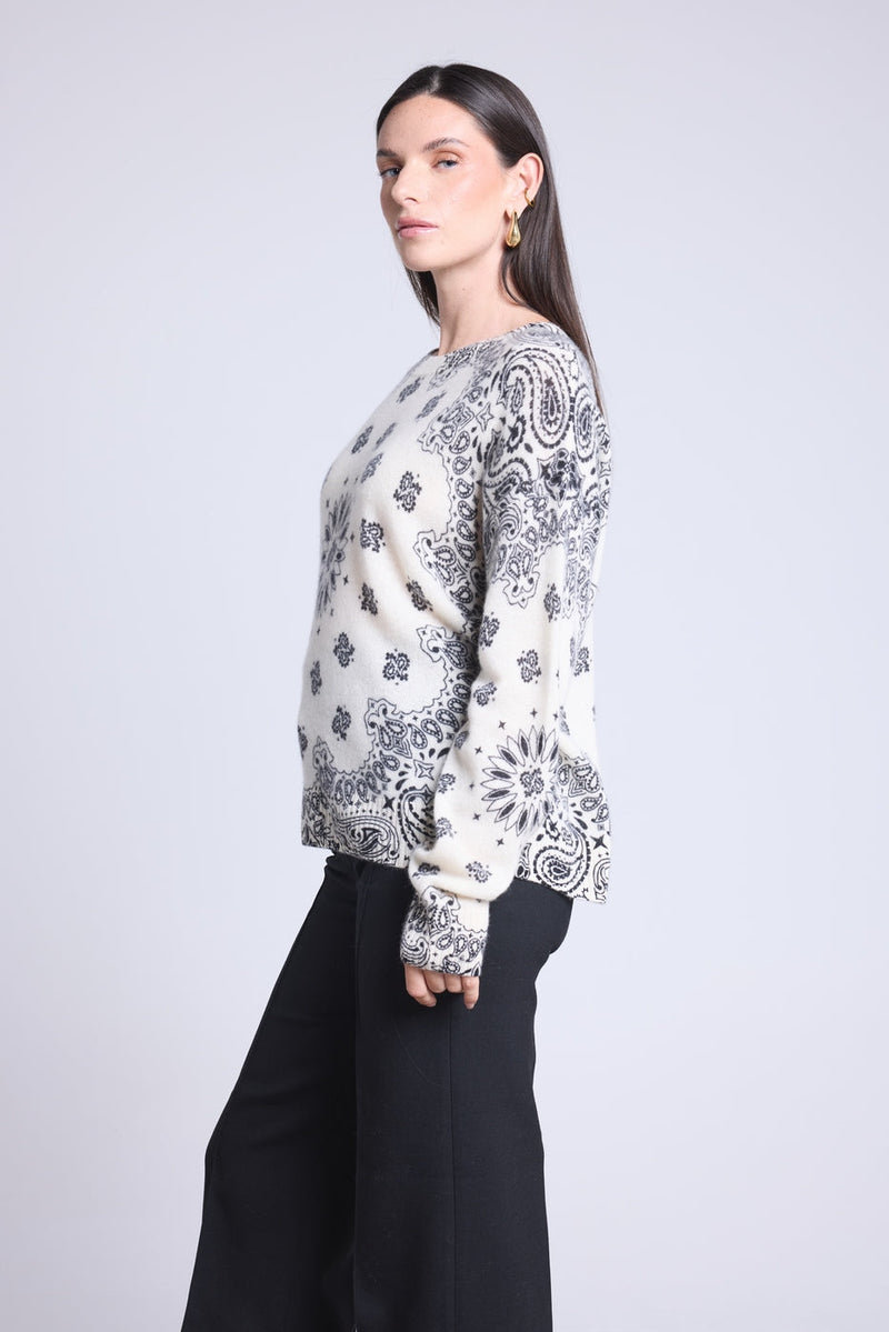 Pullover Bandana Apache - Blanc Et Noir - Femme