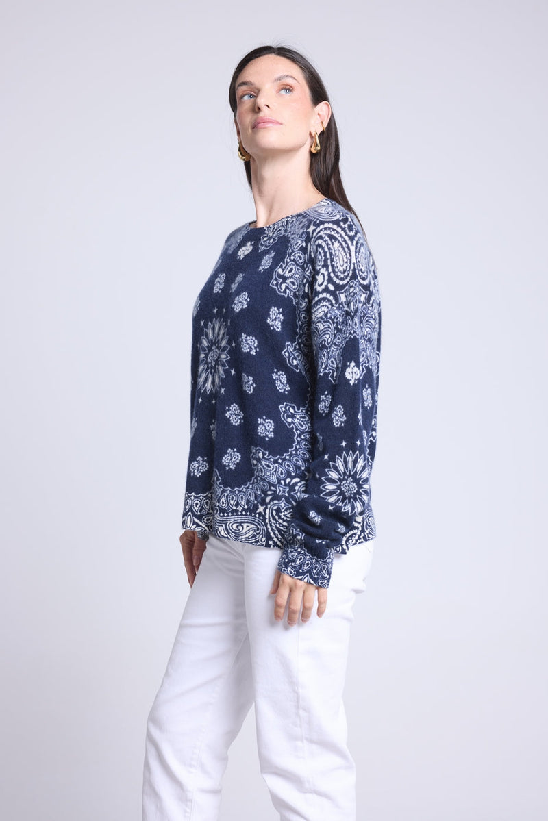 Pullover Bandana Apache - Bleu Marine Et Blanc - Femme