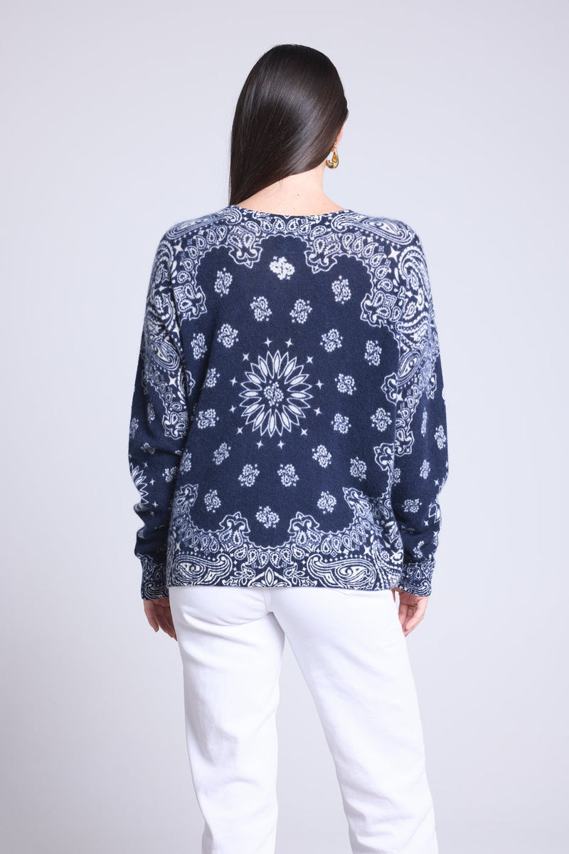 Pullover Bandana Apache - Bleu Marine Et Blanc - Femme
