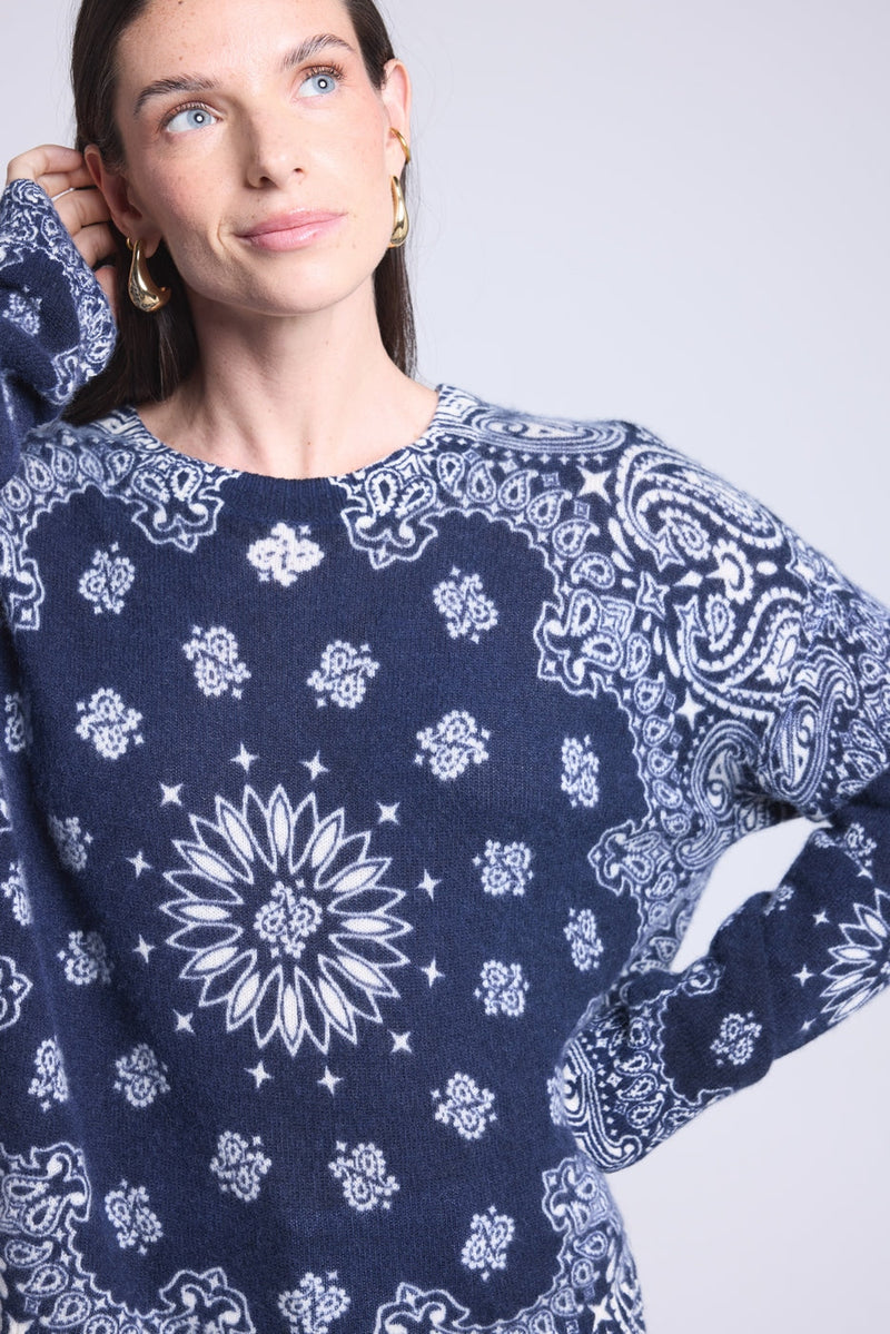 Pullover Bandana Apache - Bleu Marine Et Blanc - Femme