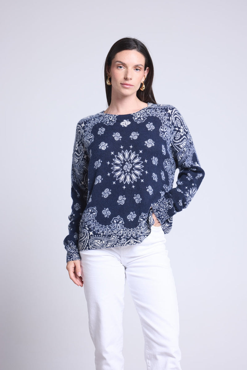 Pullover Bandana Apache - Bleu Marine Et Blanc - Femme