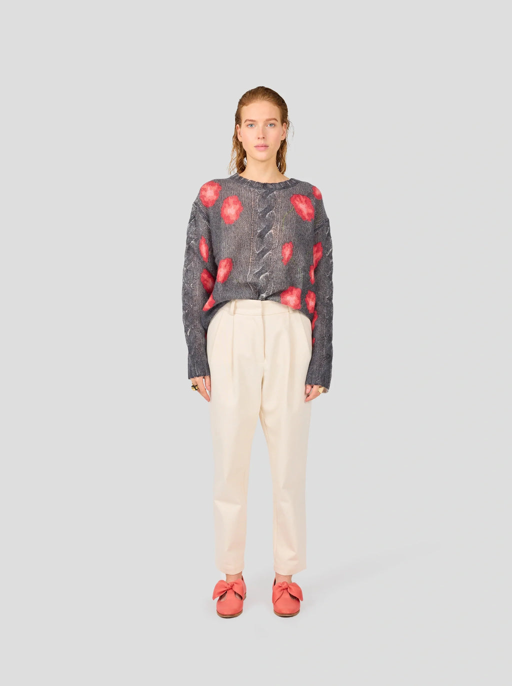 Ellis Jumper In Black Poppy Printed Knit
