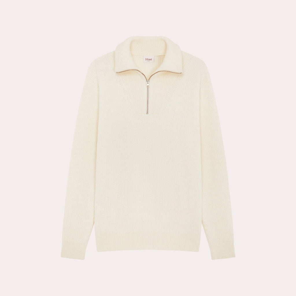 Pull Camionneur En Laine Mérinos Écru
