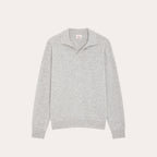 Pull À Col Polo En Laine Mérinos Gris Chiné