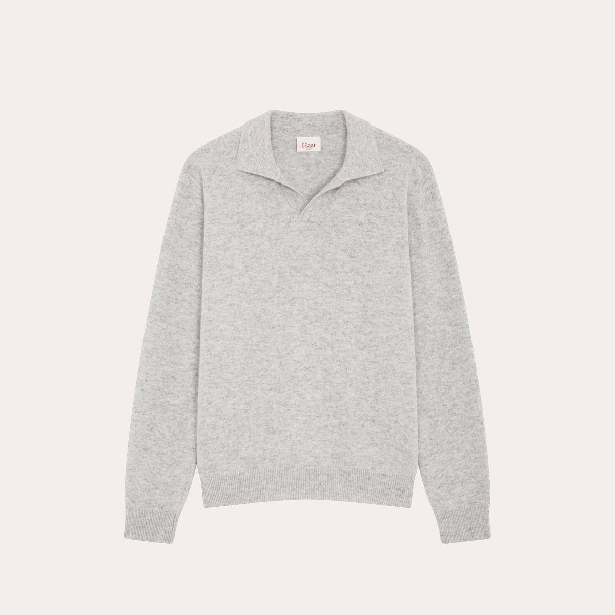 Pull À Col Polo En Laine Mérinos Gris Chiné