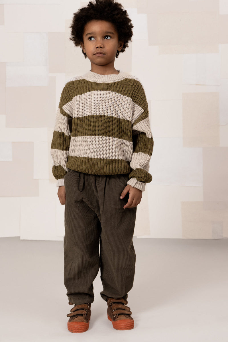 Pantalon Carrot Corderoy Taupe Foncé