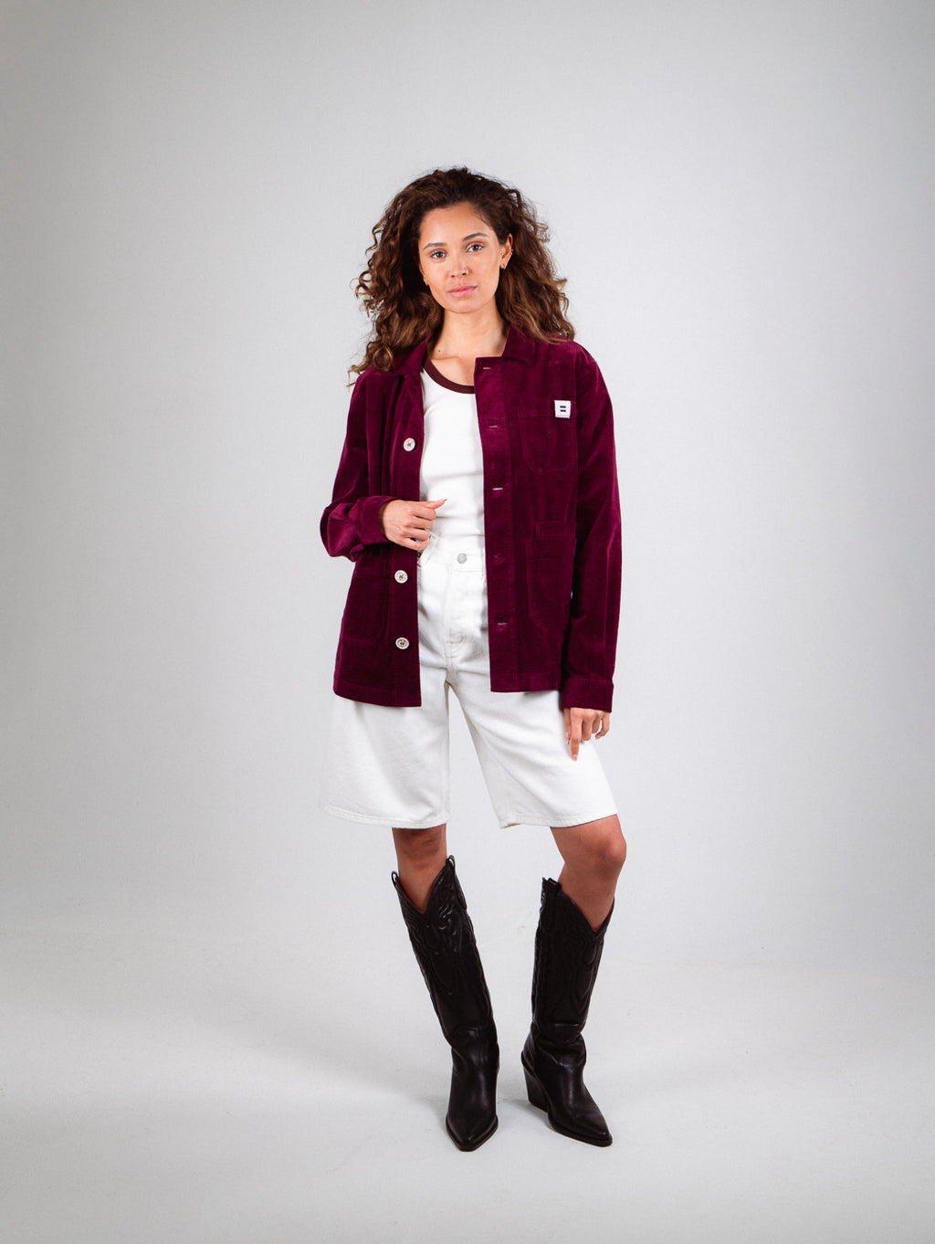 Veste Worker Côtelé Prune