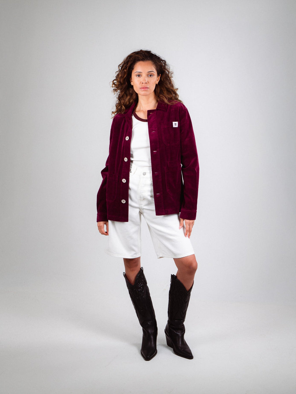 Veste Worker Côtelé Prune