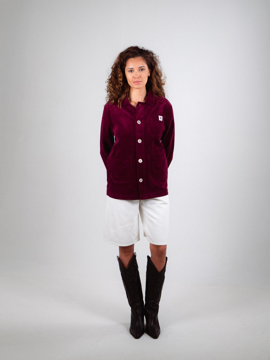 Veste Worker Côtelé Prune