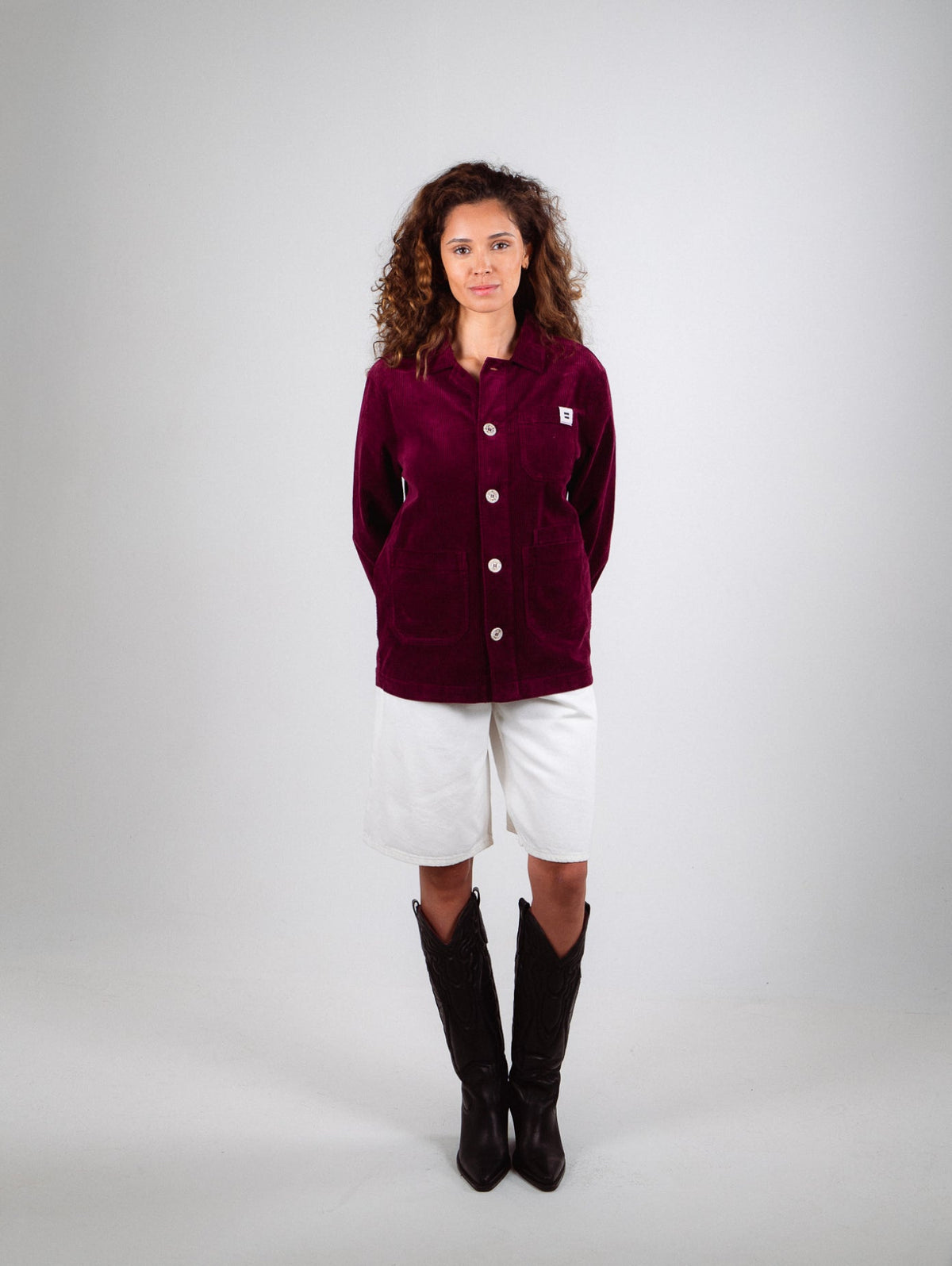 Veste Worker Côtelé Prune