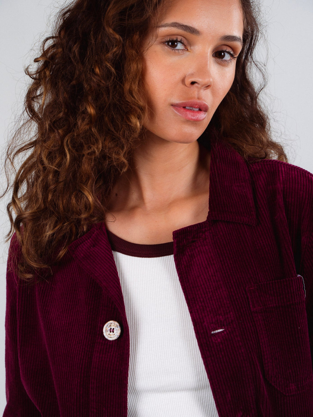 Veste Worker Côtelé Prune
