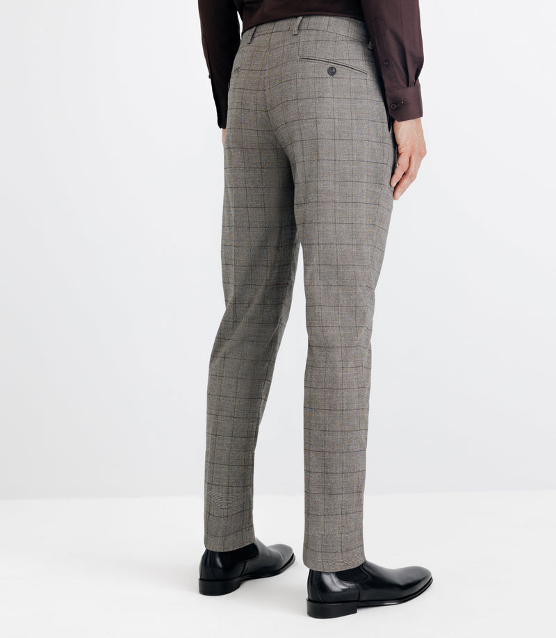 Pantalon Ville Avec Carreaux Marron