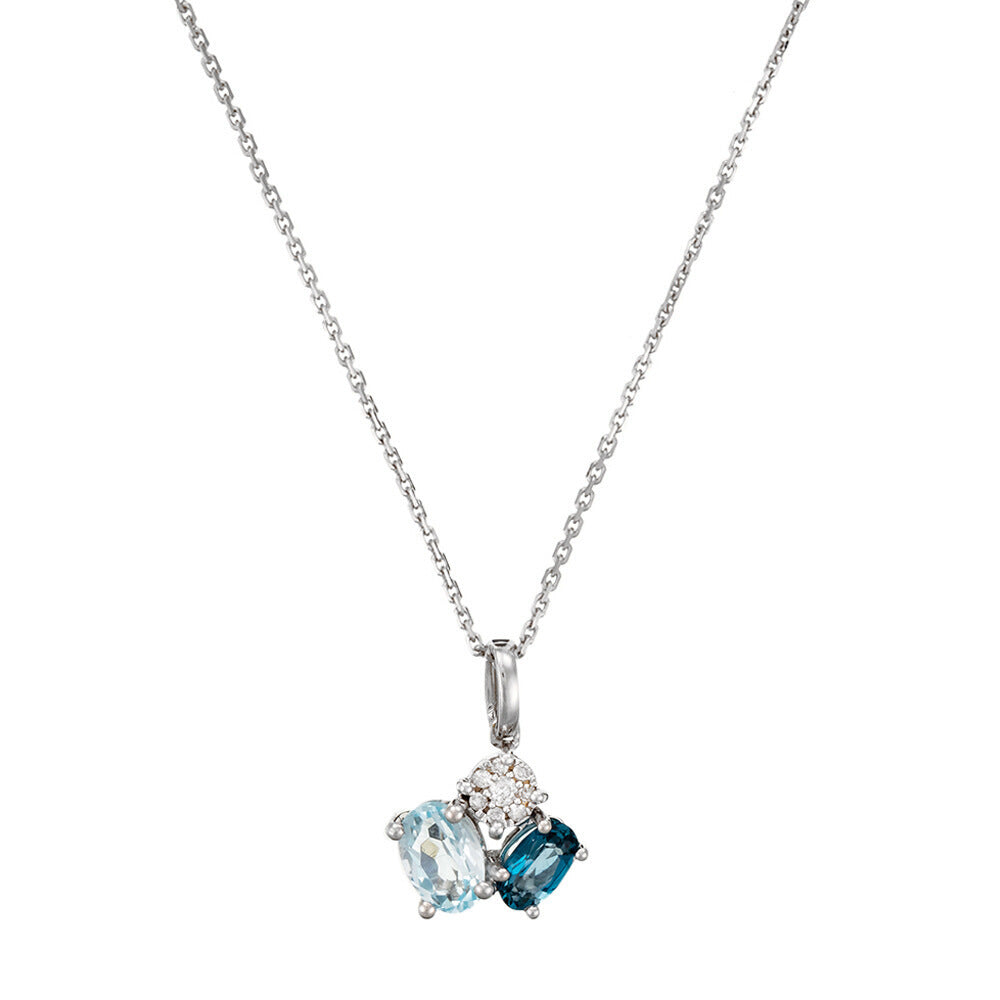 Pendentif "D'Ici & D'Ailleurs" D0,05/8, London Bt0,47/1 & Bt 0,7/1 - Or Blanc 375/1000