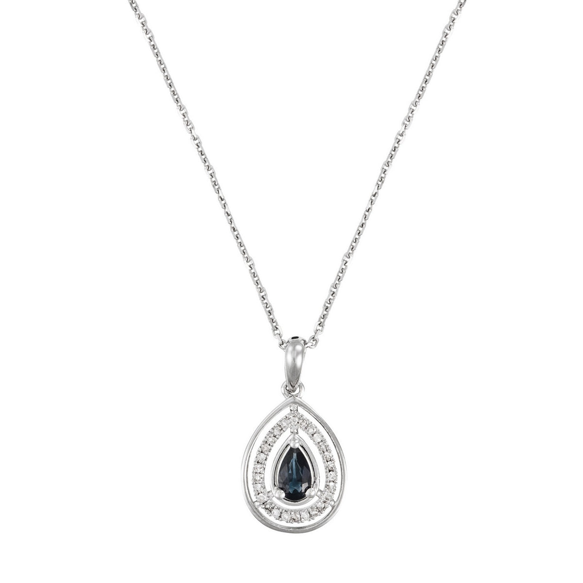 "Océane" Pendant, D0,09/26 & Sapphire 0,30/1 - 375/1000 White Gold