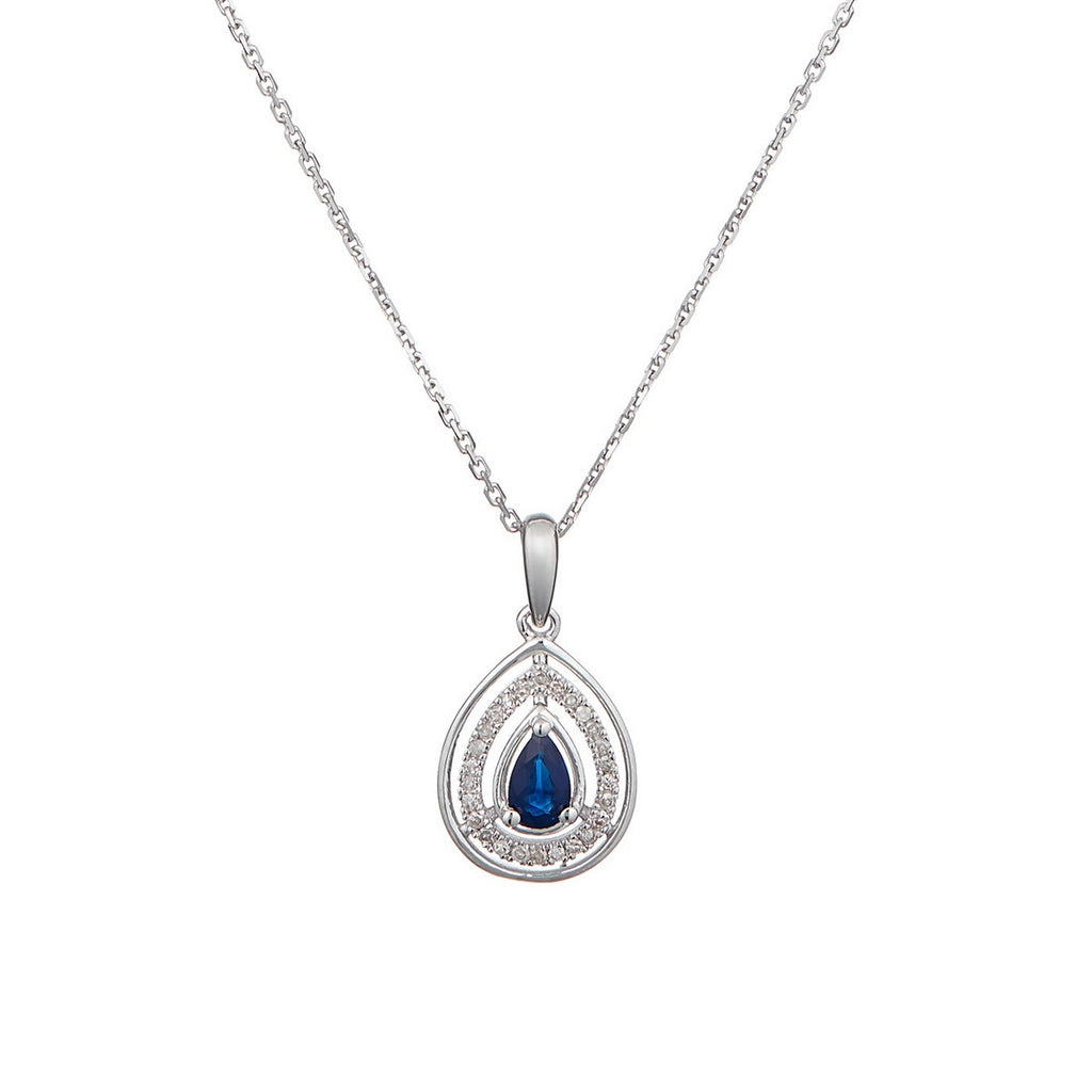 Pendentif "Océane" D0,09/26 & Saphir 0,30/1 - Or Blanc 375/1000