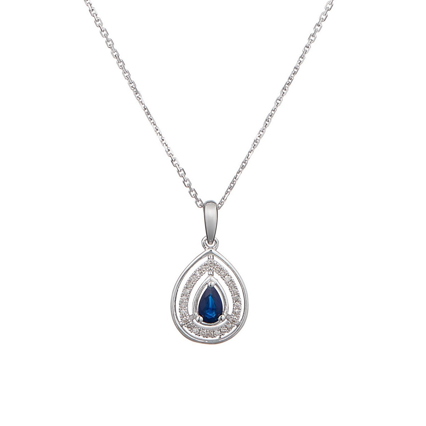 Pendentif "Océane" D0,09/26 & Saphir 0,30/1 - Or Blanc 375/1000