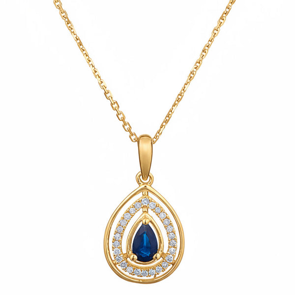 Pendentif "Océane" Diamants 0,09/26 & Saphir 0,30/1 - Or Jaune 375/1000